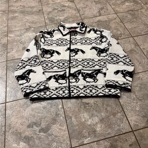 Red Ranch Women's Sz S Western Horse Print Jacquard Button Up Jacket Size M